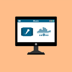 media player application app template with flat vector image