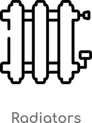 outline radiators icon isolated black simple line vector image