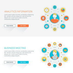 set of flat line business website banner templates vector image
