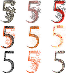various combination numeric figures 5 vector image