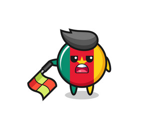 cameroon flag badge character as line judge hold vector image