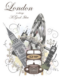 Hand drawn sketch england set london Royalty Free Vector