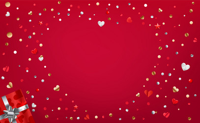 Red background with abstract heart shape foil vector