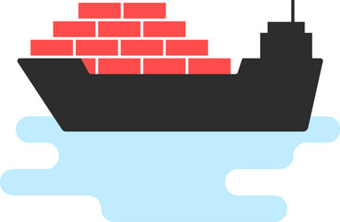 Black cargo ship icon with shadow Royalty Free Vector Image