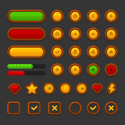game ui kit icons set on dark background vector image