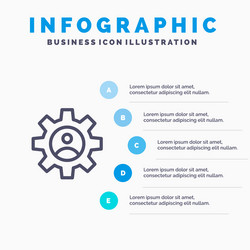 gear controls profile use line icon with 5 steps vector image