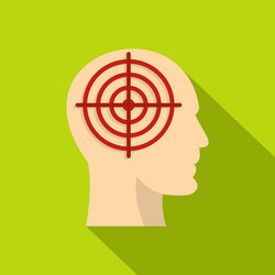 Human head with red crosshair icon flat style vector