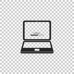 Laptop update process with loading bar icon vector