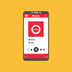 media player application app template with flat vector