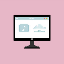 media player application app template with flat vector image
