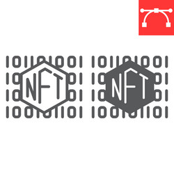 nft code line and glyph icon unique token non vector image