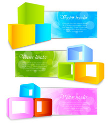 set of banners with 3d element vector image