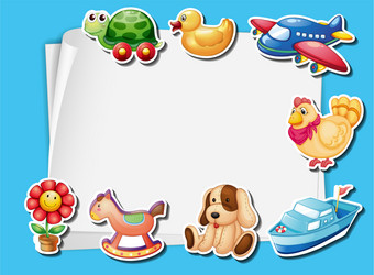 frame design with many toys background vector image