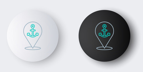 line map pointer with anchor icon isolated on grey vector image