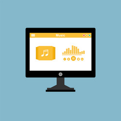 media player application app template with flat vector image