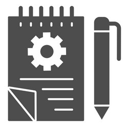notebook with pencil solid icon notepad vector image