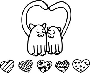 Two Cats Doodle Vector Images Over 400