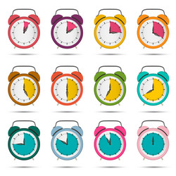 alarm clock set with five to sixty minutes time vector