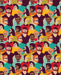 man only crowd big group color seamless pattern vector