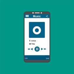 media player application app template with flat vector image