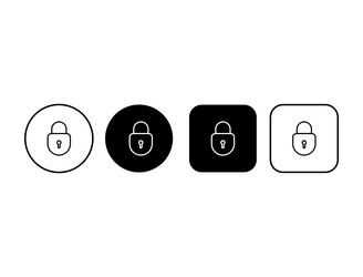 minimalistic security button collection with lock vector image