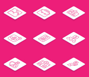 set line browser with growth graph briefcase vector image