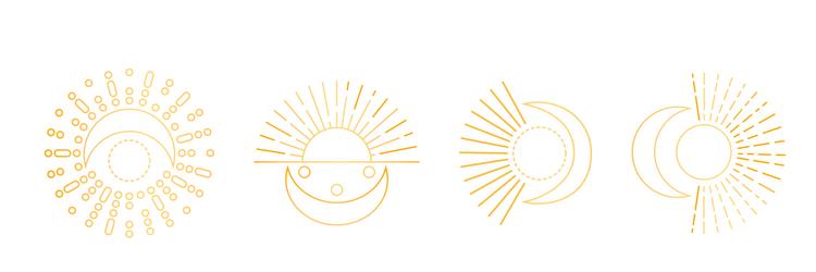Moon sun line art boho logo outline Royalty Free Vector