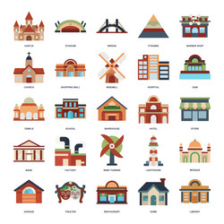 A detailed representing diverse building types vector