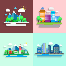 Urban landscape color flat design Royalty Free Vector Image