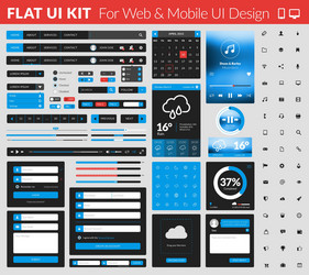 set of flat design ui elements for website vector image