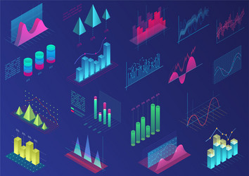 set of vivid colorful infographic elements for ui vector image