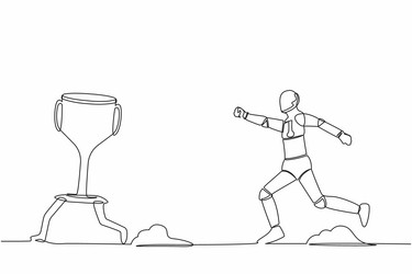 single continuous line drawing robot trying vector image