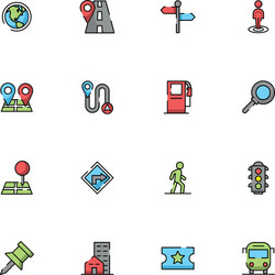 bundle maps and navigation icons vector image