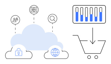 cloud computing and e-commerce concept with data vector image