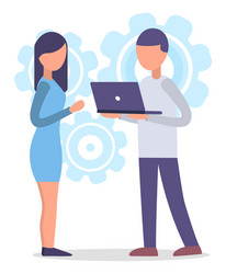 managers on meeting people discuss data analysis vector image