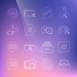 set line upload inbox hashtag speech bubble car vector image