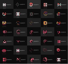 set of linear logotypes geometric abstract vector image