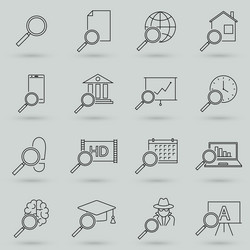 simple set of search related line icons vector image