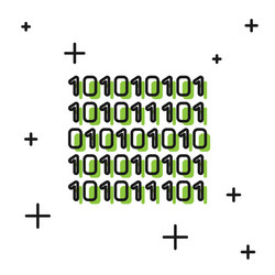 black binary code icon isolated on white vector image