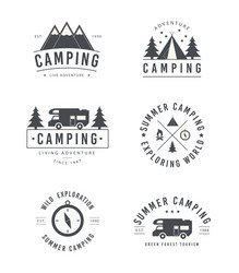camping and mountain emblem set Vector Image