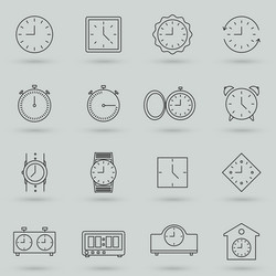 time and clock line icons linear icon set vector image