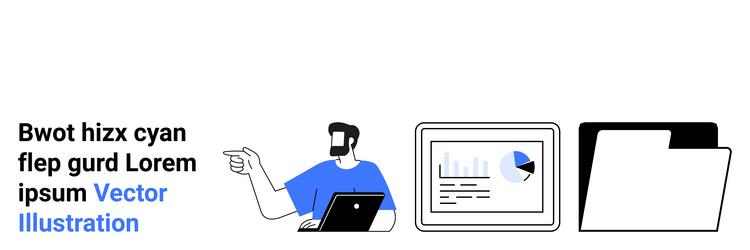 analytics presentation with laptop data report vector image