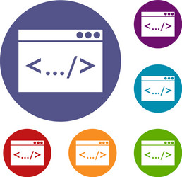 Code window icons set vector