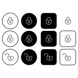 collection of security buttons with lock icons vector image