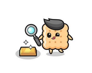cracker character is checking authenticity vector image