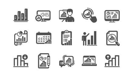 graph icons charts and graphs presentation vector image