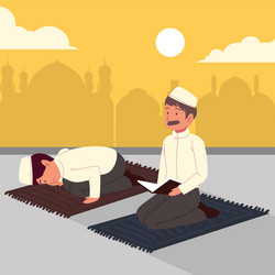 Muslim men praying in mosque Royalty Free Vector Image