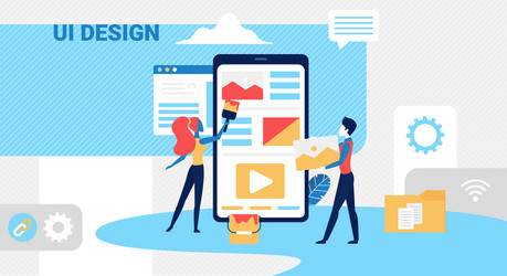 people create ui design concept with tiny designer vector image