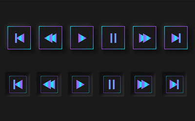 Play buttons neomorphic style black player trend vector