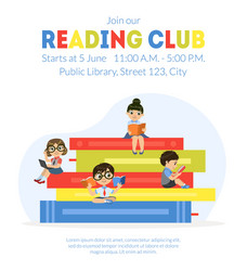 reading club banner template cute little boys vector